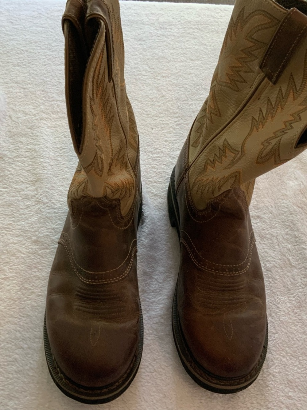 Justin work boots wk4660 Brown Two-Tone Western Work Boots size 11D